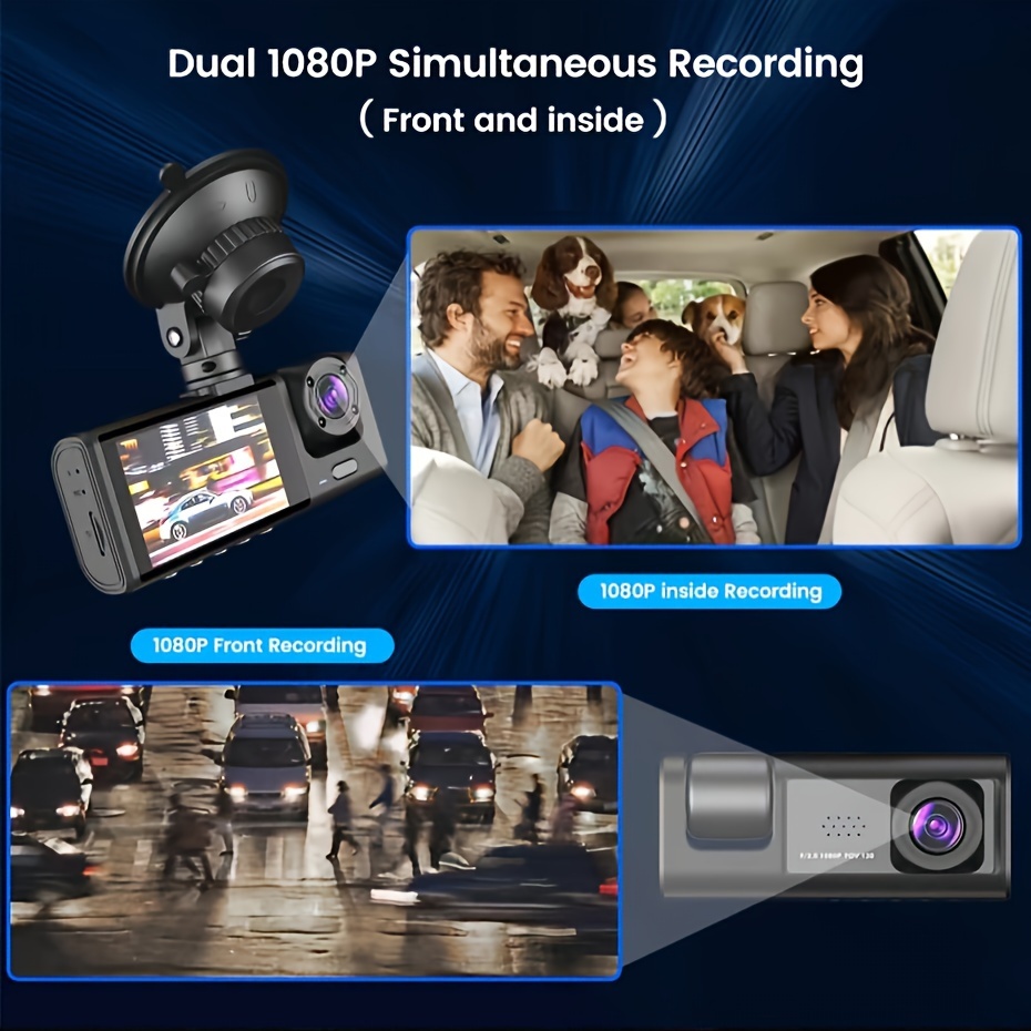 3 Channel Car Dvr Hd 1080p 3-lens Inside Vehicle Dash Cam Three Way Camera  Dvrs Recorder Video Registrator Dash Cam Cam Recorder - Temu