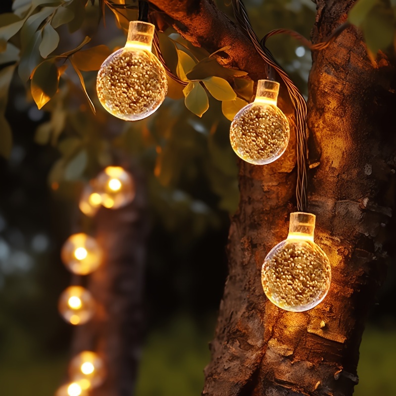 1pack 20/100/200 LED Crystal Globe Solar String Lights, Solar Outdoor Lights, With 8 Lighting Modes, Halloween Decorations Lights Outdoor For Garden Tree Patio Party Christmas Courtyard