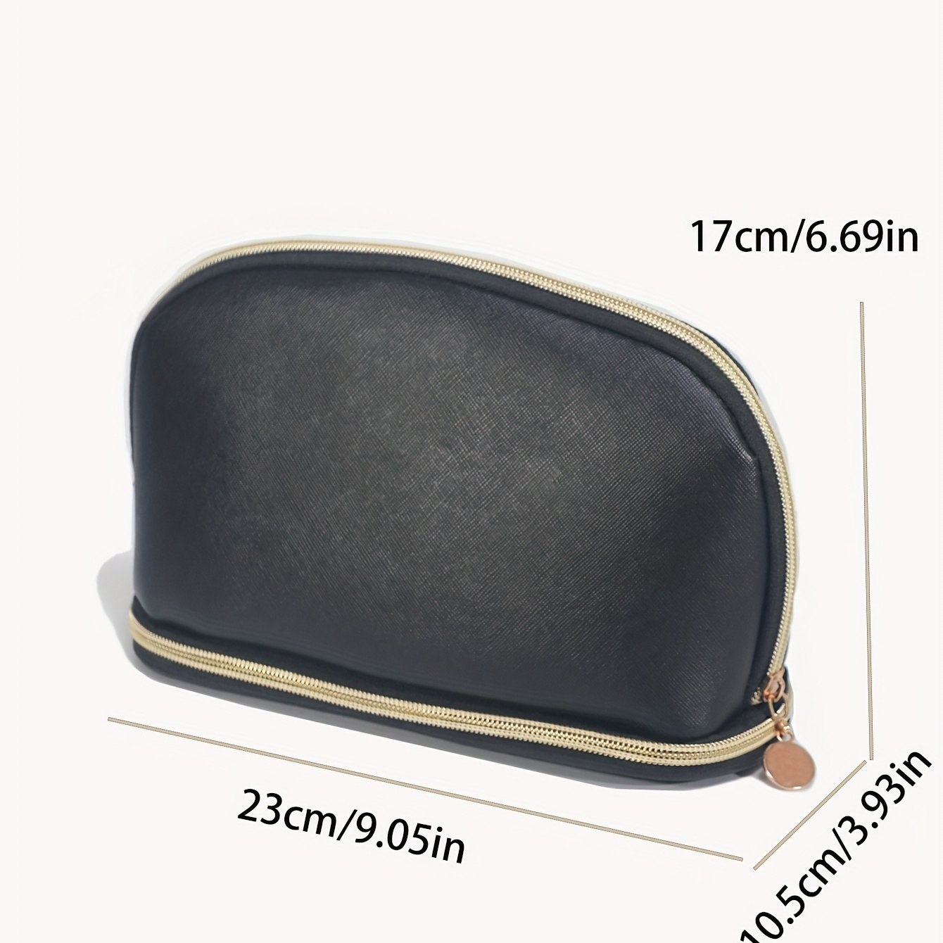 Double Layer Roundtop Makeup Bag Portable Toiletry Bag With Zipper