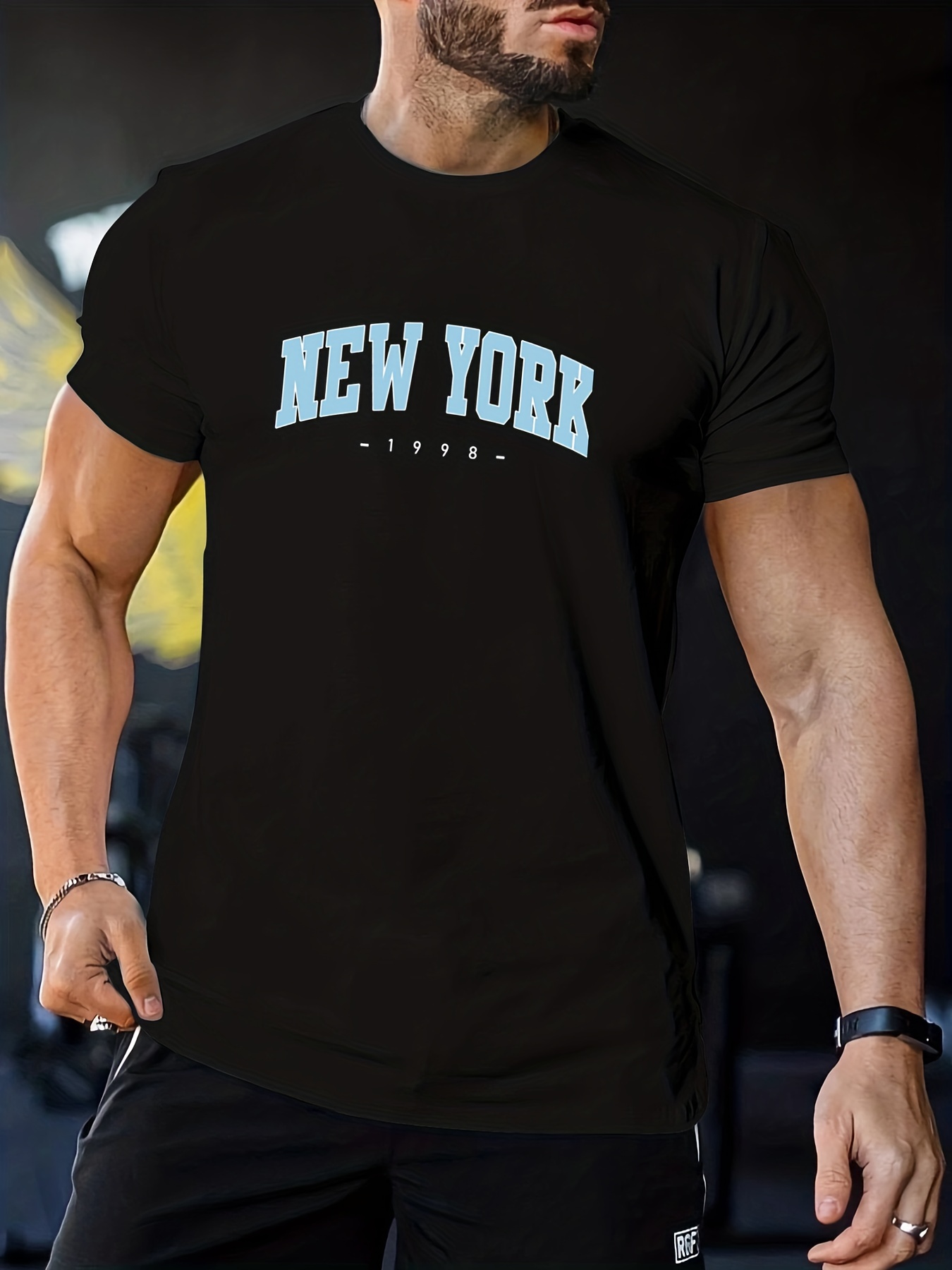 Camiseta Algodón new York City Hombre Talla Grande Cómodas - Temu