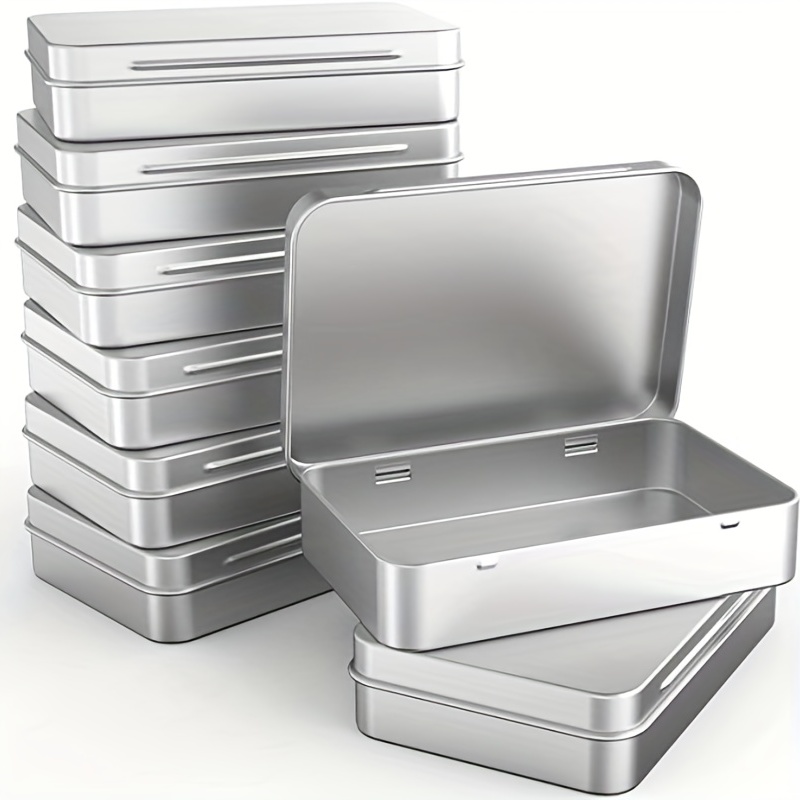Tin Boxes Small Metal Storage Box Silver Jewelry Keys Coins Metal Tin Box 