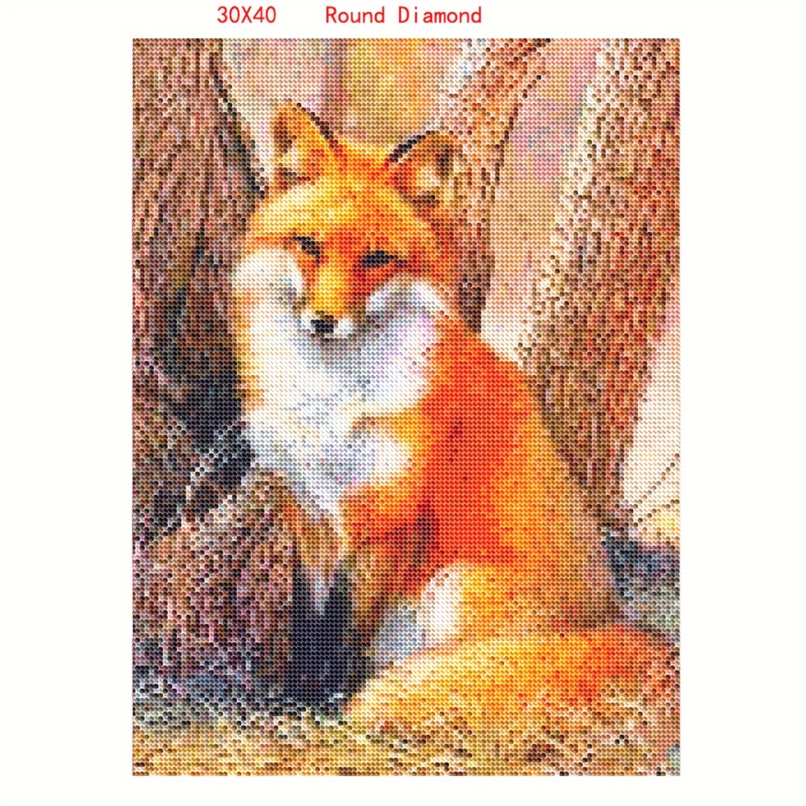 Diymood DIY 5D Diamond Painting Fox Kit for Adults - Diamond Art Colorful | Full Drill Round Crafts | Crystal Embroidery Mosaic Picture | Beginner 