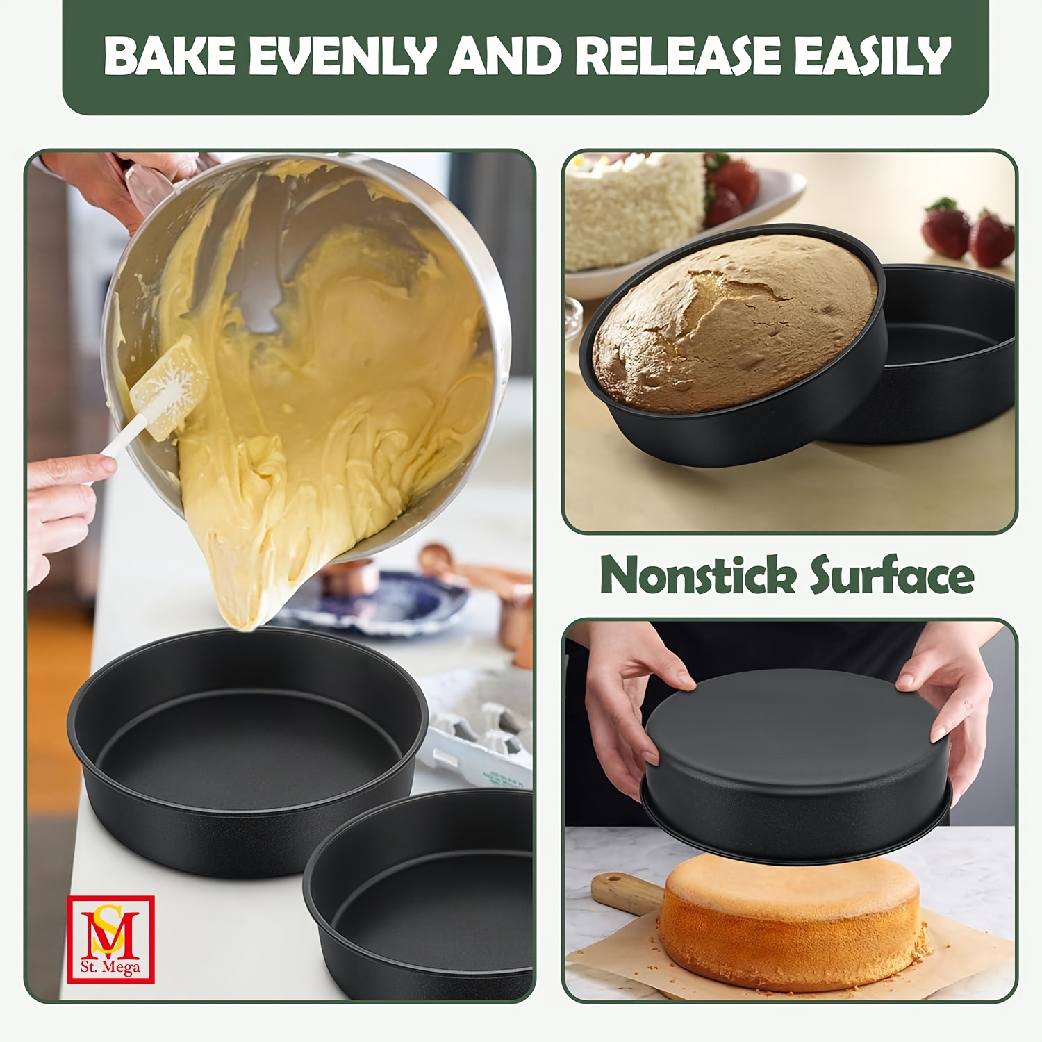 2pcs Cake Pan Nonstick Round Cake Pan Silicone Cake Baking Pans Cake Baking  Mold