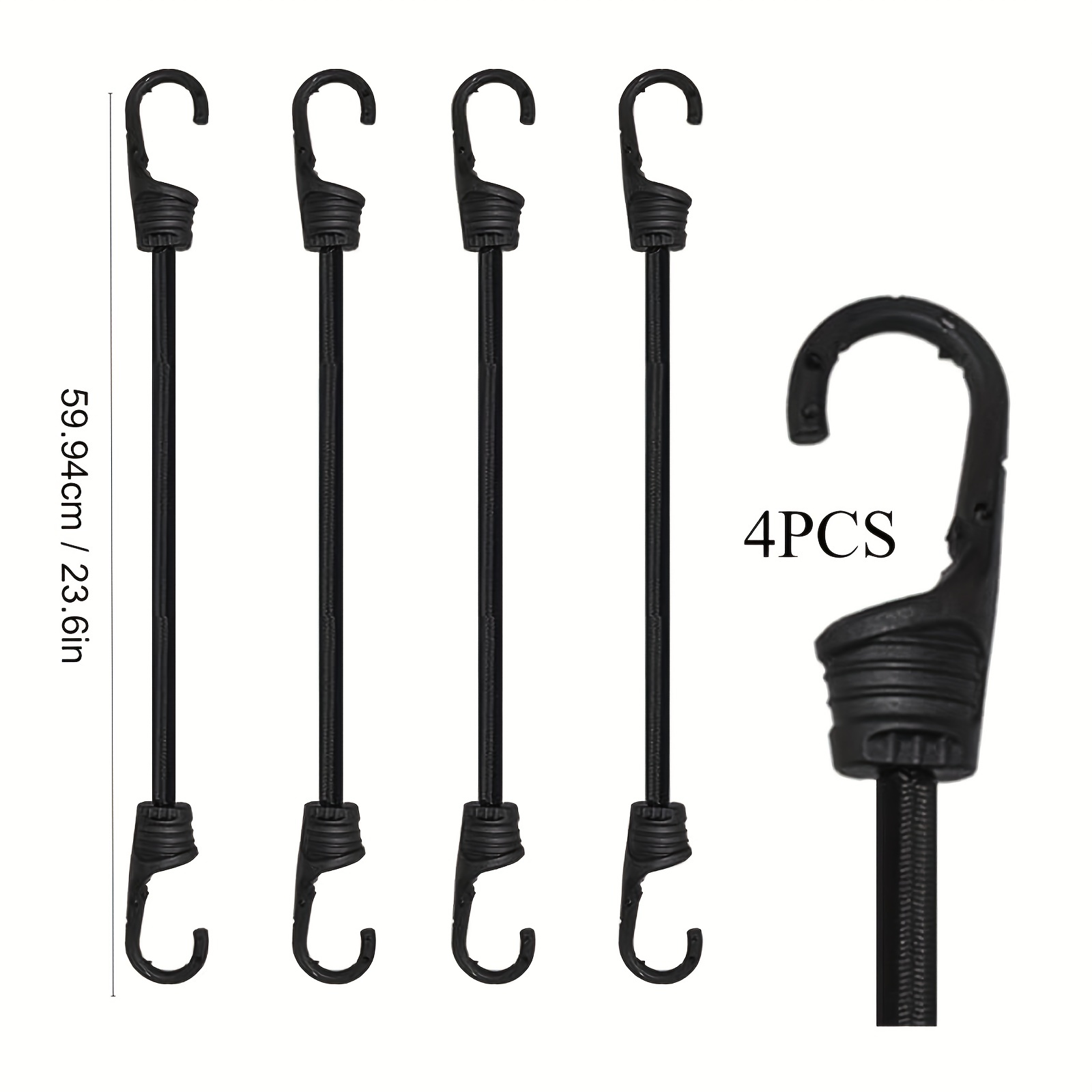 4pcs Bungee Cords With Hooks Elastic Rope Straps For Camping Bike Luggage, Check Out Today's Deals Now