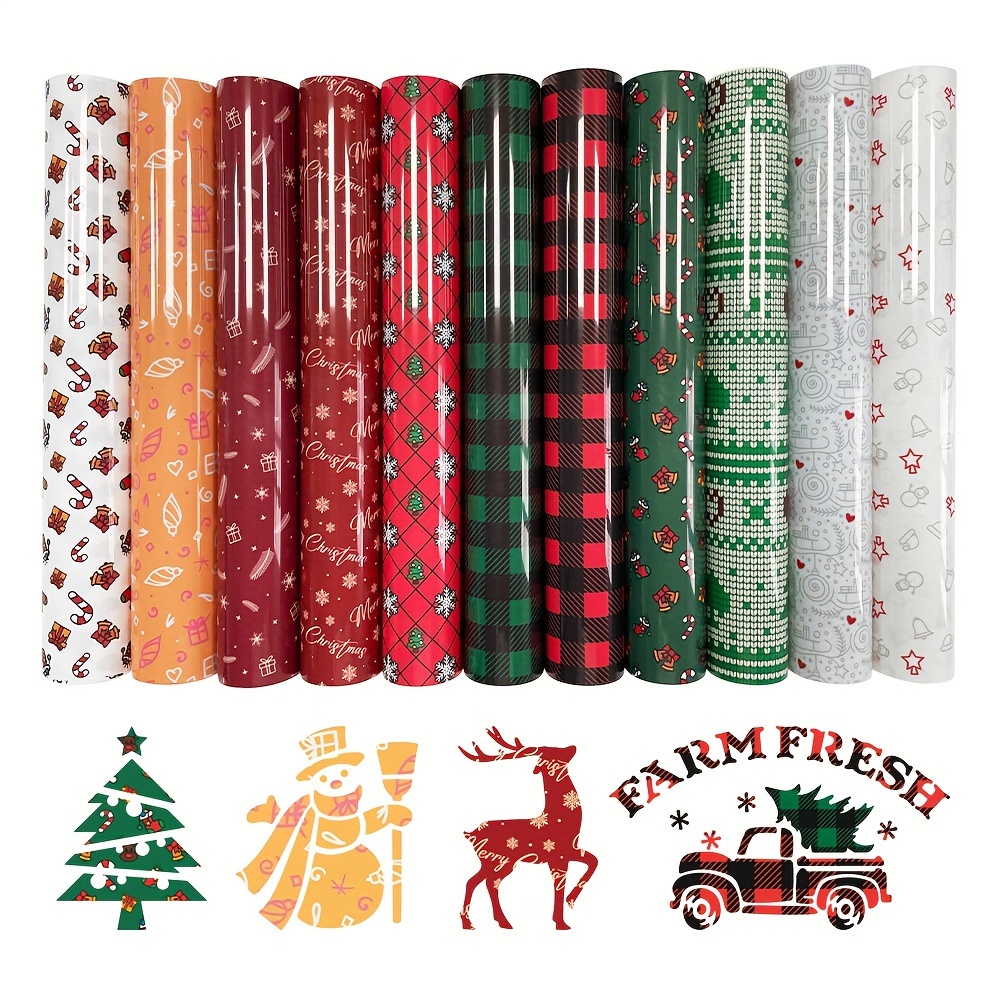 Christmas Patterned Heat Transfer Vinyl - 30 Pack 12x 10 Patterned HTV  Vinyl Sheets, 15 Assorted Colors Pattern Iron On Vinyl for T Shirts