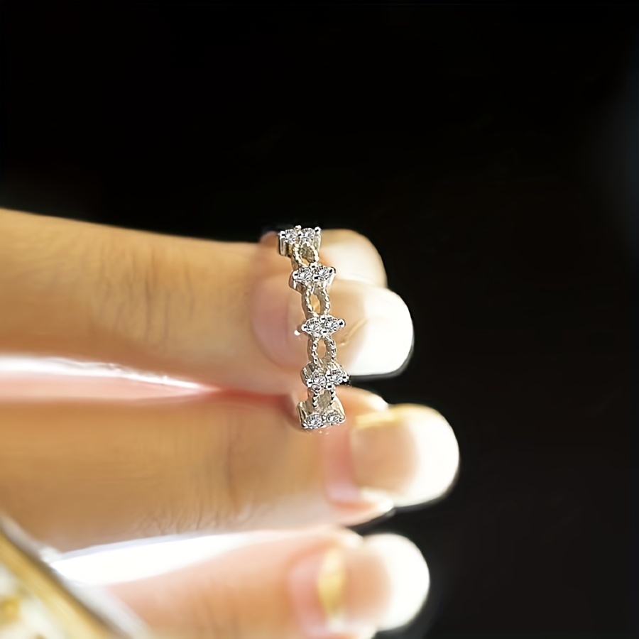 Anillo elegante con forma de flor de cobre para mujer, anillo informal con  diamantes de imitación sencillos para mujer, accesorio para el índice del d
