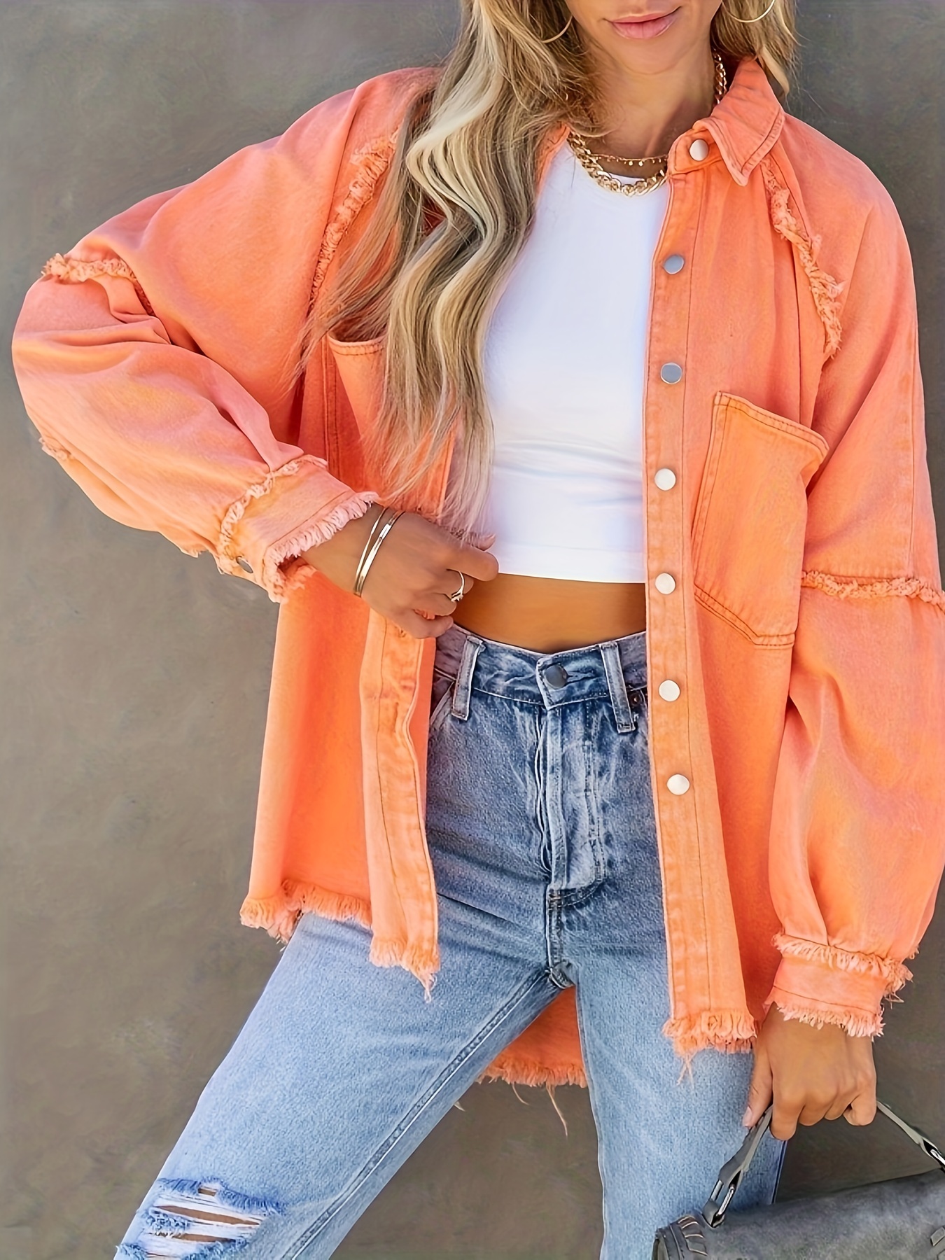Women's Ripped Distressed Long Sleeve Frayed Washed Denim Jackets Tassel  Lapel Single-Breasted Crop Jacket Jeans Outwear at  Women's Coats Shop