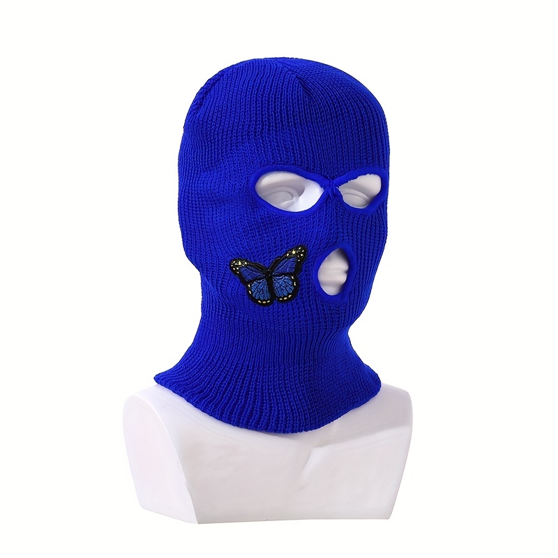 Comme image 14 - Masque facial cagoule brodé à 3 trous pour temps froid,  masque de Ski d'hiver pour hommes et femmes, masque de cyclisme thermique,  cadeau de noël, 1 pièce