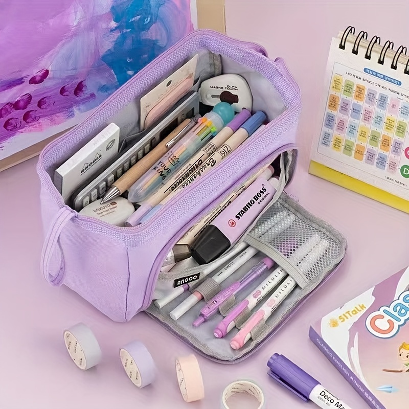 CICIMELON Durable Pen Pencil Case Big Storage Pen Pouch Bag for School  Supplies Office College Teen Girls Adults, Purple