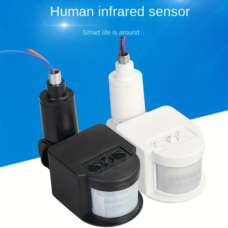  Sensor de movimiento de 12V 220V 110V PIR Detector de movimiento  automático de montaje en pared Temporizador al aire libre 24V LED Sensor de movimiento  Interruptor de luz - Blanco, DC