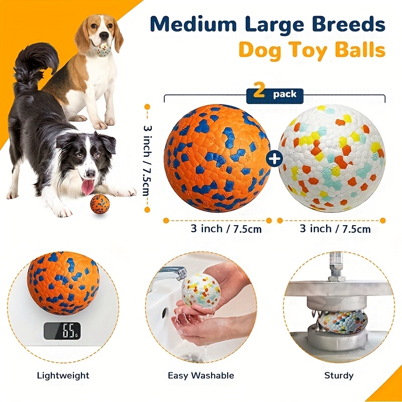 Indestructible Squeaky Dog Balls, Interactive Dog Toys For Aggressive  Chewers Large Breed For Relieving Anxiety, Dog Chew Toys Ball