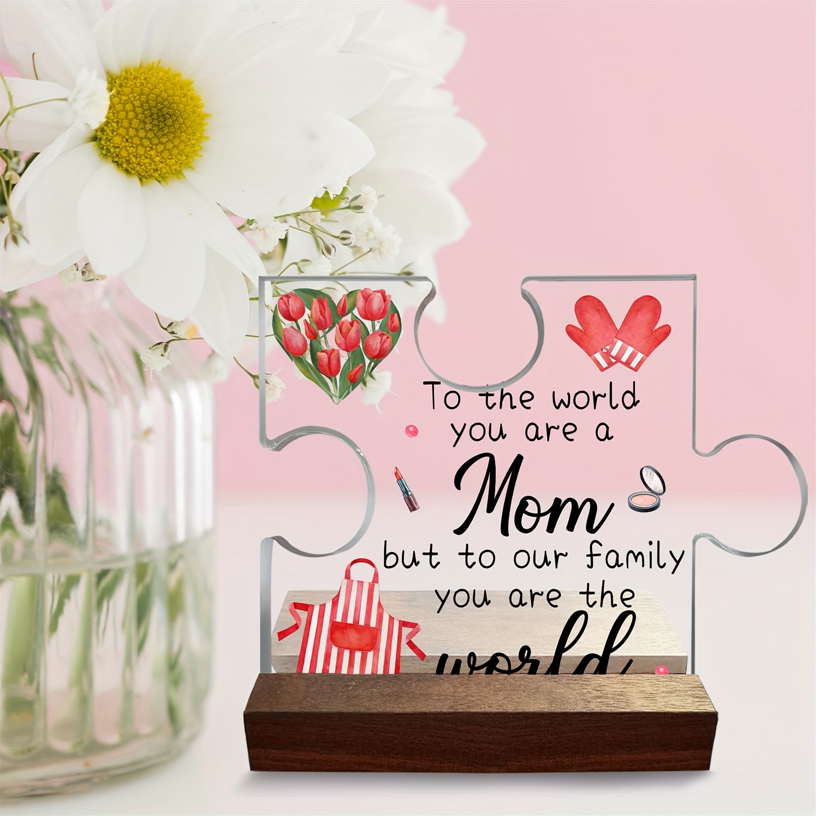 Acrylic Exquisite Flower Puzzle Decorative Gifts For Mom - Temu