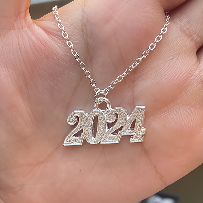 SEWACC 100pcs 2024 2024 Pendant Necklace Lockets Choker 2024 New Year  Pendants Number Pendant DIY Jewelry