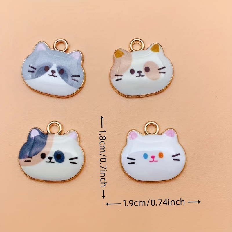 10Pcs Kawaii Cute Animal Cat Charms Pendants For Jewelry Making