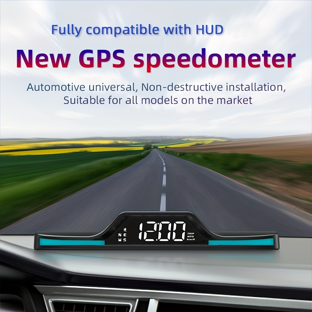 Universal Car Hud Head Display Gps Speedometer Fatigue Alert - Temu