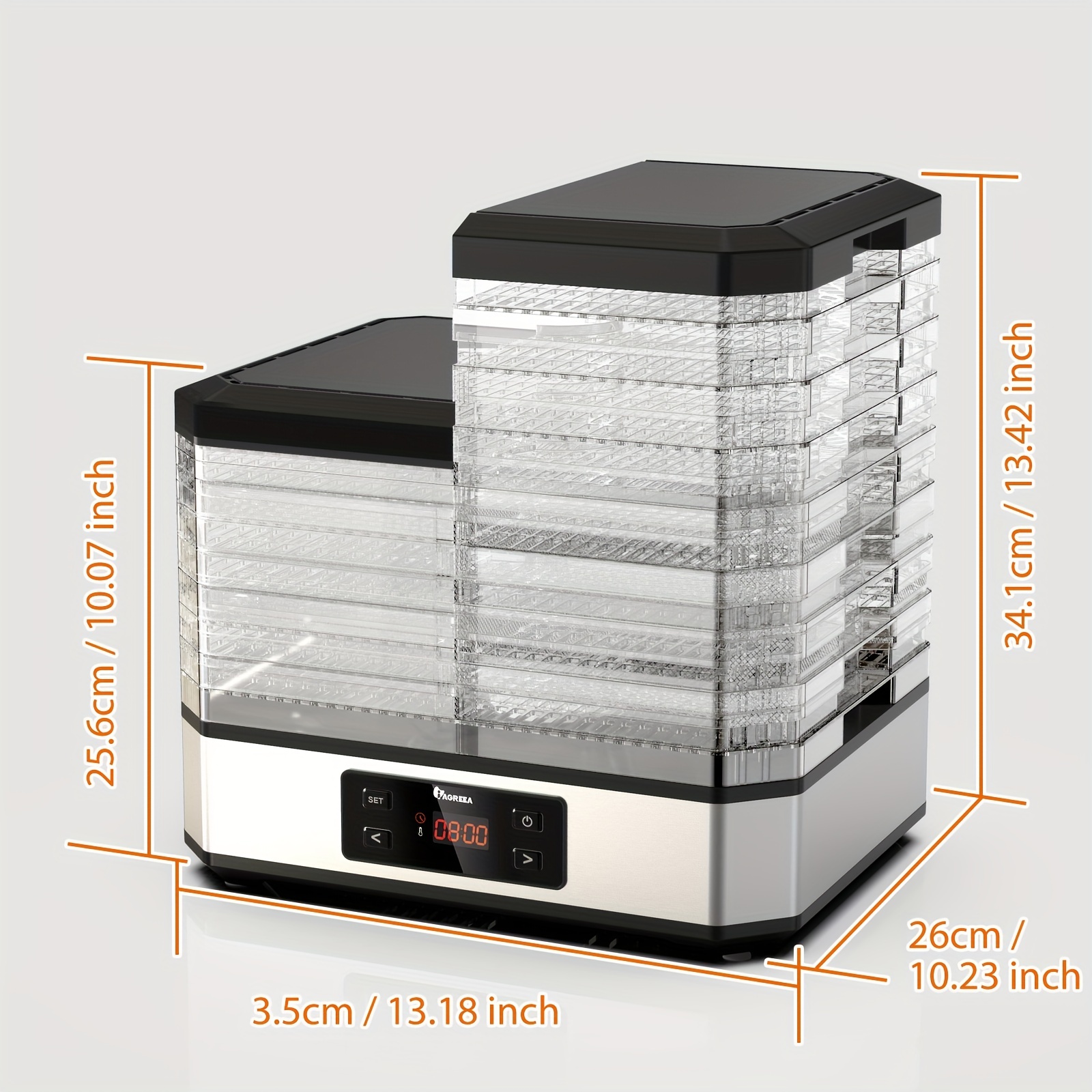 Food Dehydrator Machine, 400W Electric Fruit Dryer with 8 Trays, Digital  Timer and Temperature Control, for Jerky/Meat/Beef/Vegetable