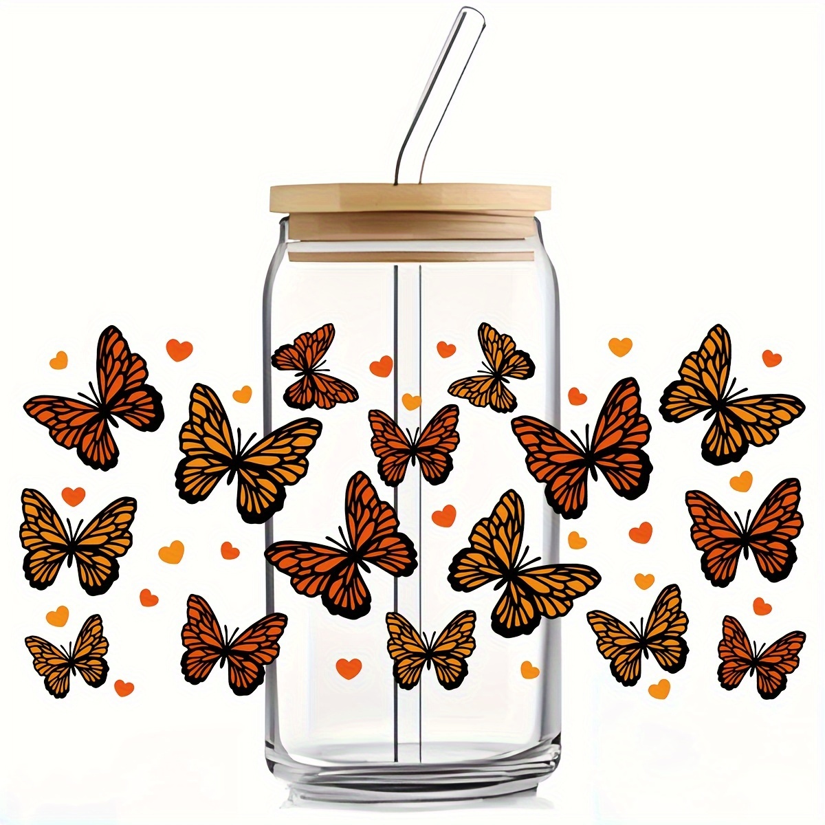 Uv Dtf Cup Wrap Transfer Stickers For Glass Butterfly Rub On - Temu