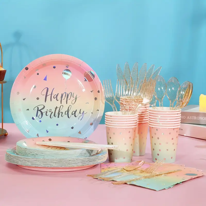 80pcs Pastel Party Supplies Birthday Party Plates And - Temu