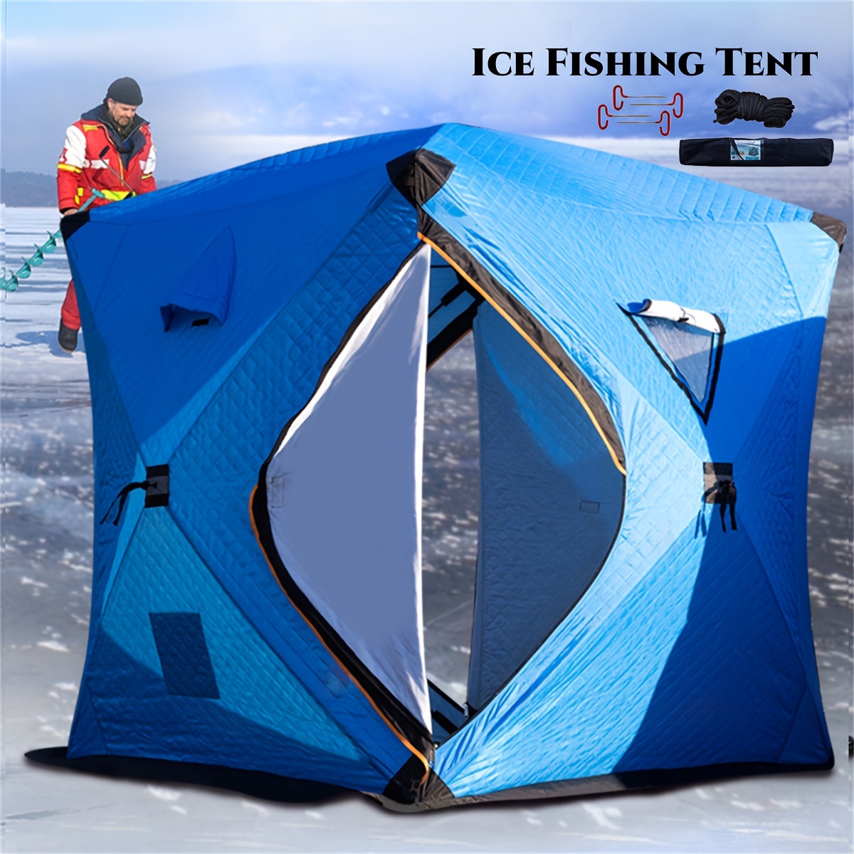 Ice Fishing Tent 3/4 Person Winter Fishing Shelter Coldproof - Temu