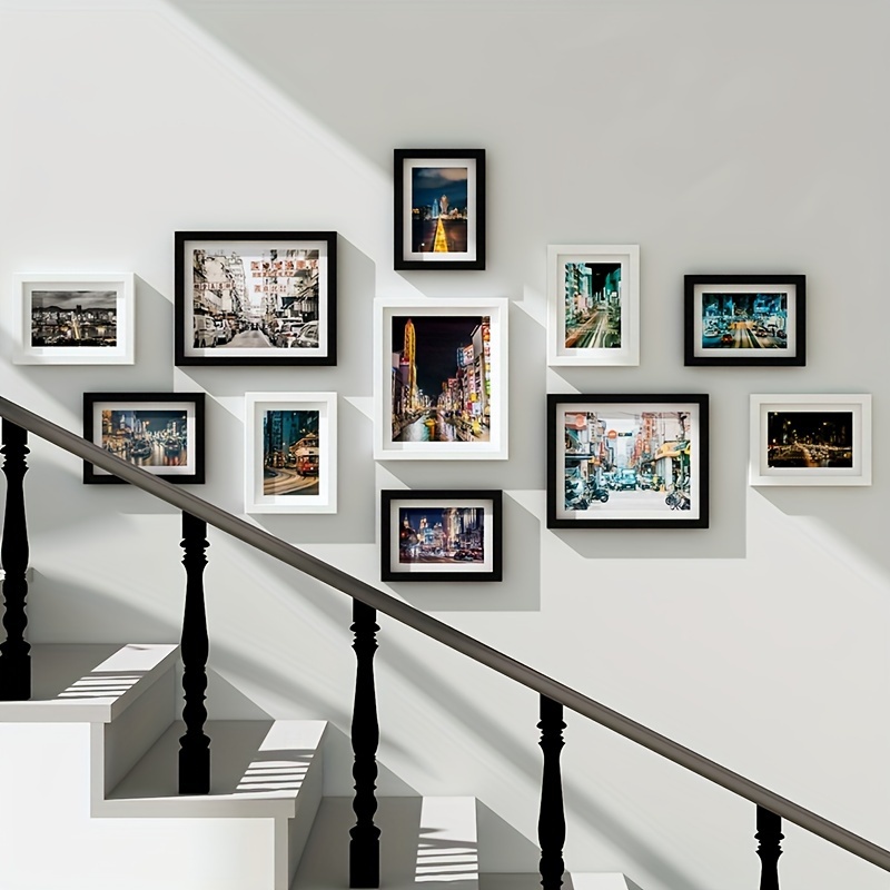  Marco de fotos para decoración del hogar, combinación de marcos  de fotos, collage, combinación de madera, sala de estar, pared para colgar  en la pared, fondo creativo, decoración de pared, combinación