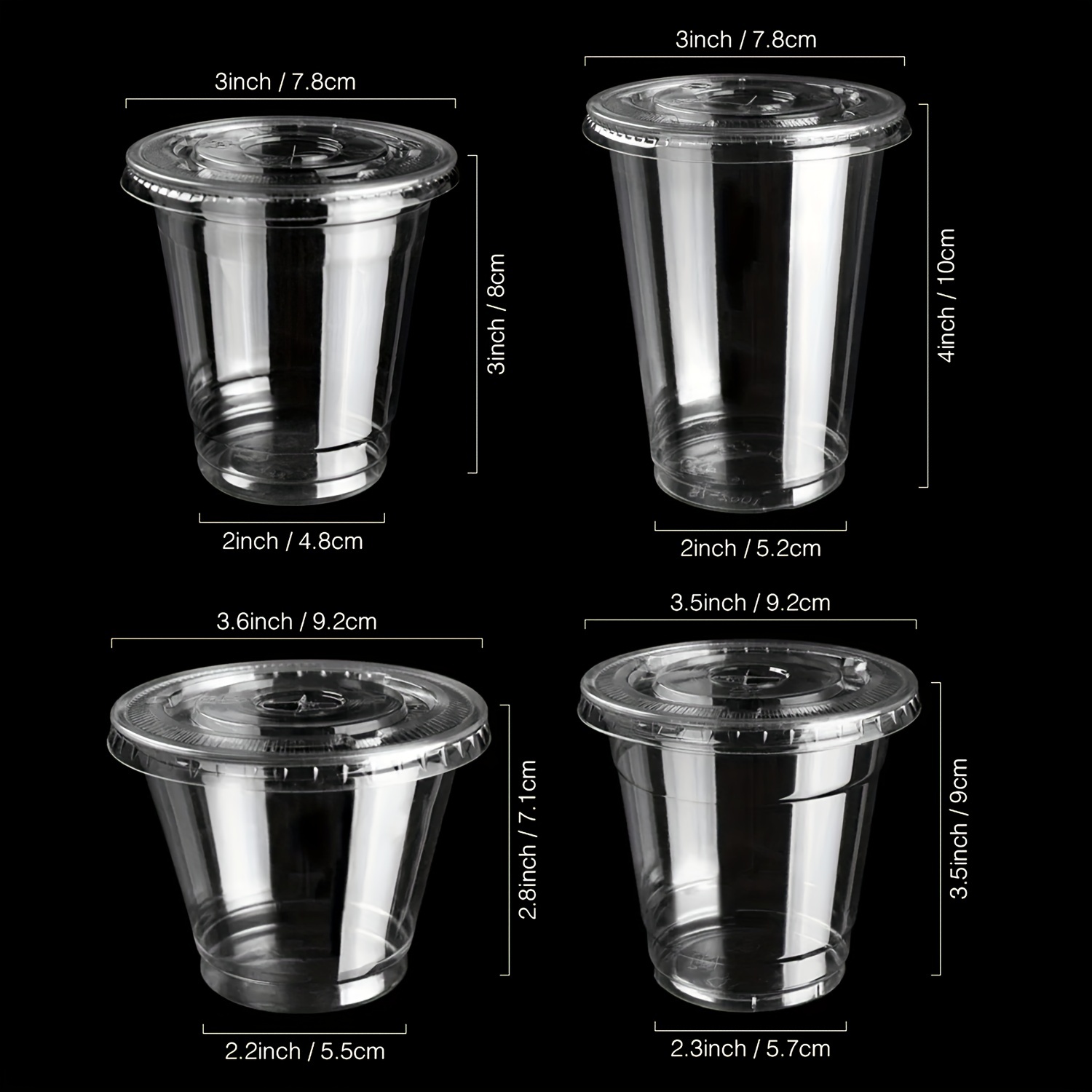 50Sets 12/16/20OZ Vasos De Plástico Con Tapas Claras Vasos - Temu