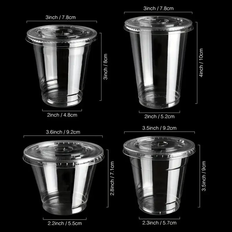 50pcs 9oz 11oz Vasos De Plástico Transparente Con Tapas - Temu