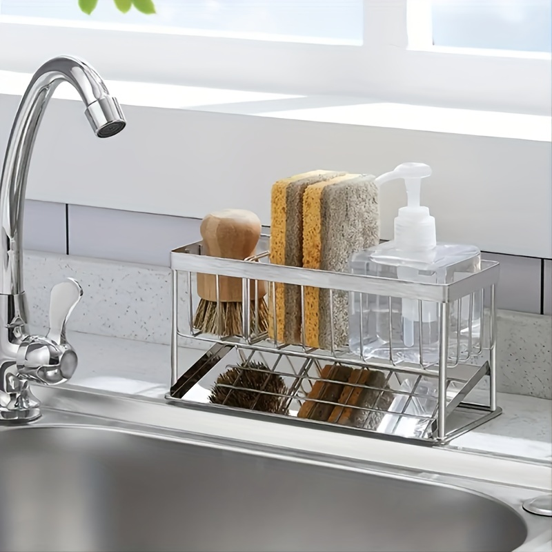 Kitchen Sink Sponge Holder Stainless Steel Sink Rack Adjustable