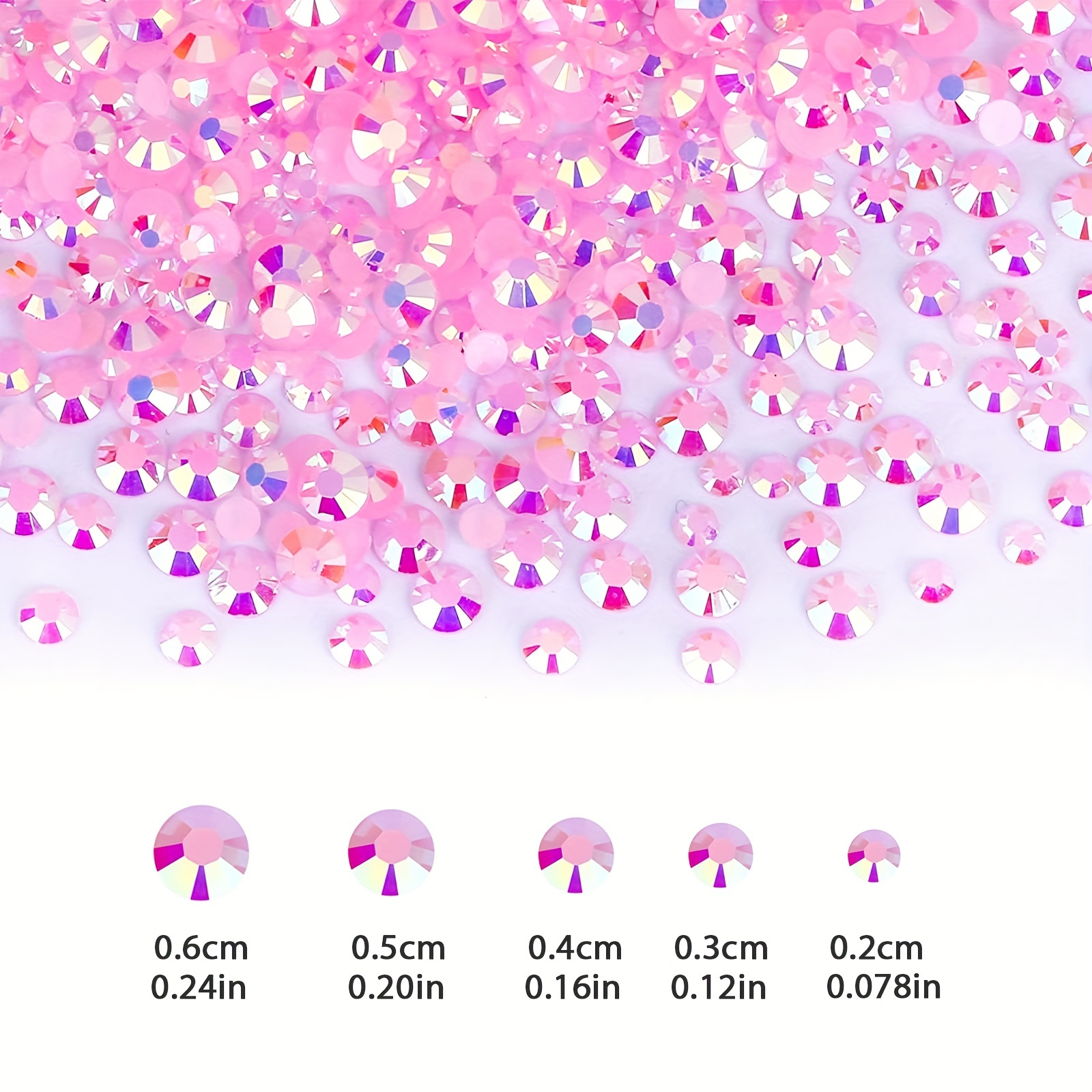 2000pcs Pink AB Resin Flat Bottom Rhinestones