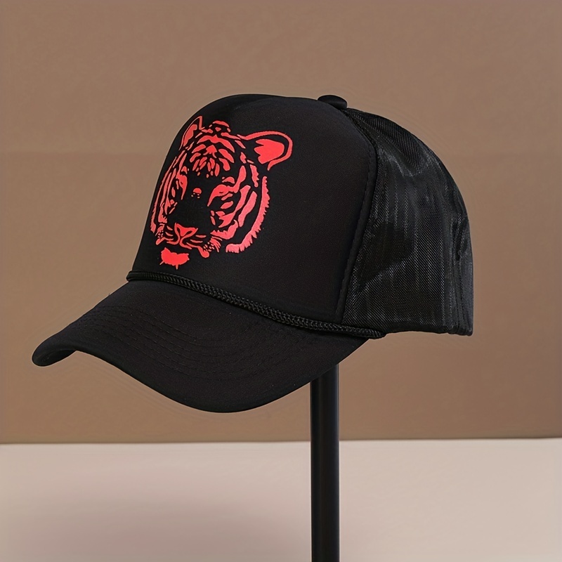 Tiger Print Baseball Cap Trucker Mesh Hat