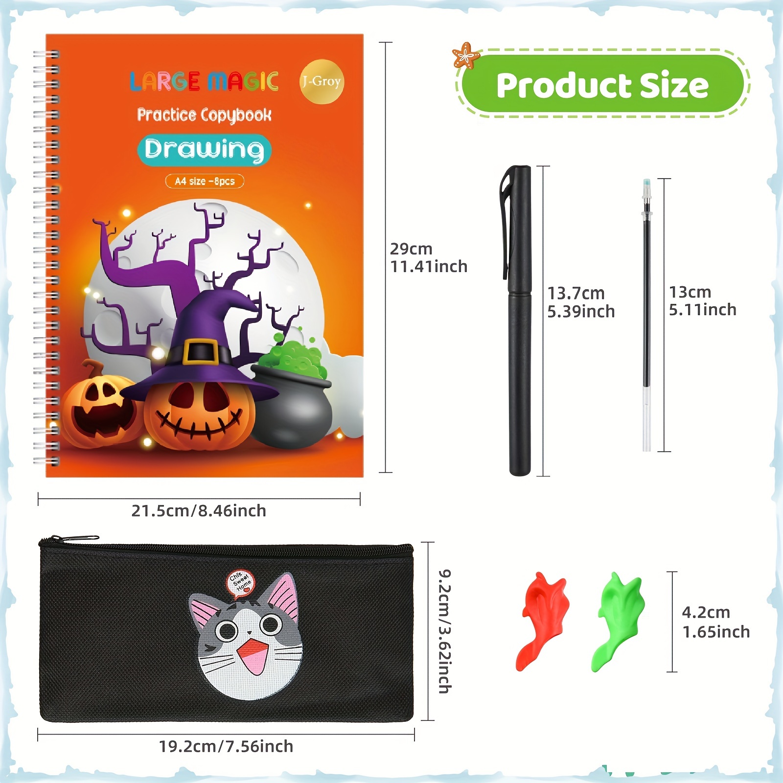 Halloween Magic Practice Copybook With Magic Pens For Students, A4 Size  Reusable English Calligraphy Copybook, 3d Grooves Handwriting Workbook For  Preschoolers, Halloween Gift For Kids - Temu Italy