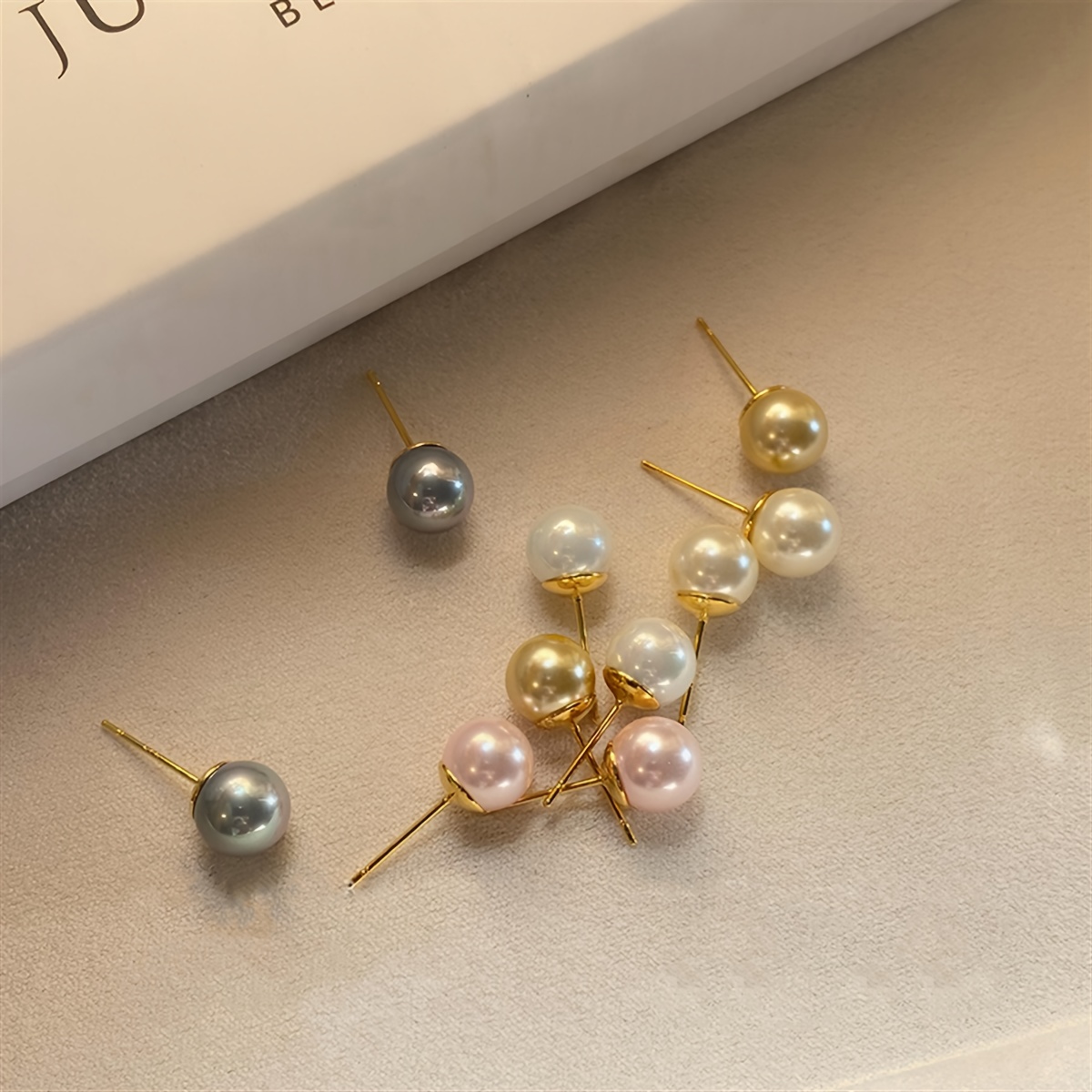 TEMU Exquisite 10 Pcs Set Of Delicate Colorful Imitation Pearl Design Stud Earrings Vintage Elegant Style For Women Gift With Gift Box