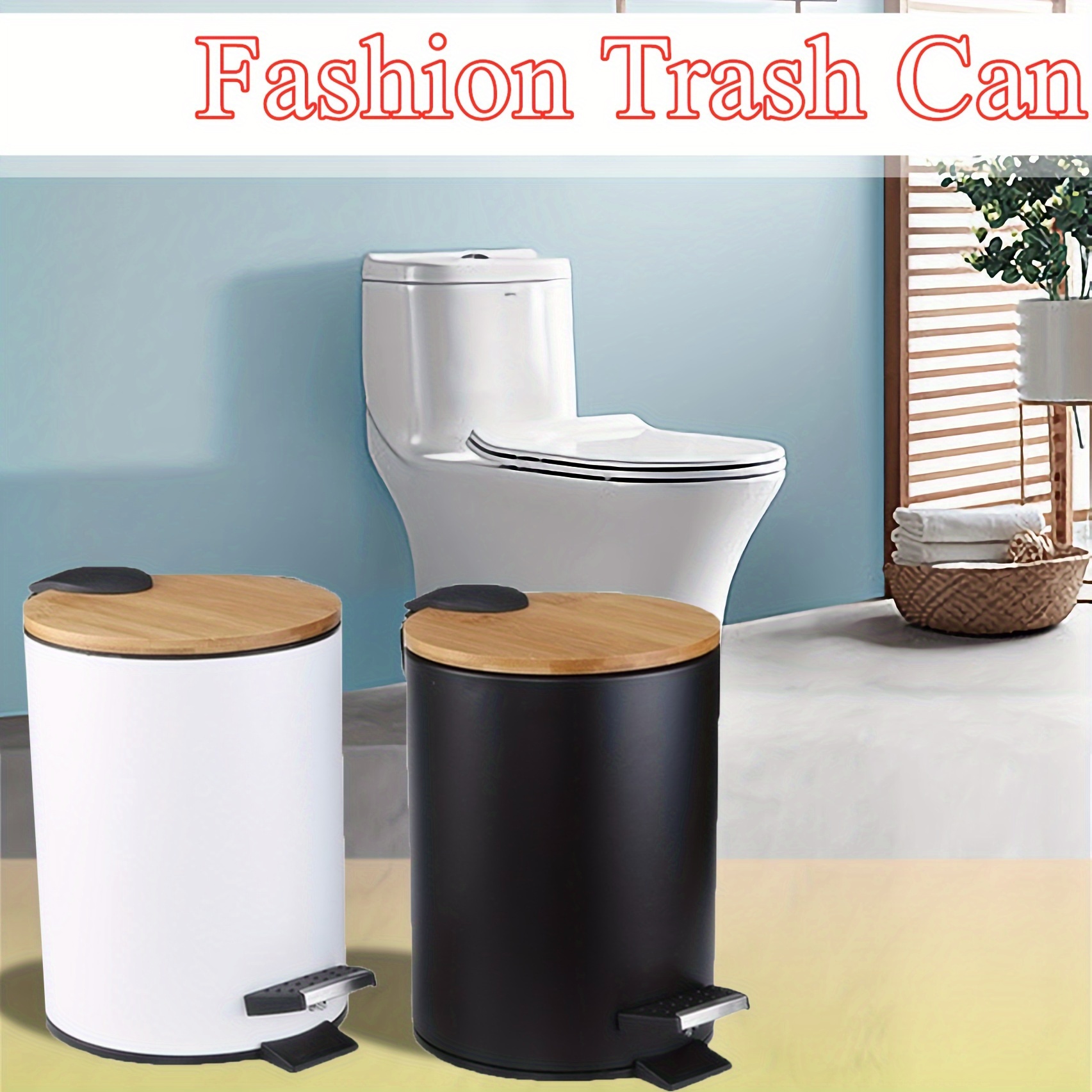 Poubelle de salle de bains à petit cylindre en rotin / Porte-rouleau de  papier toilette en