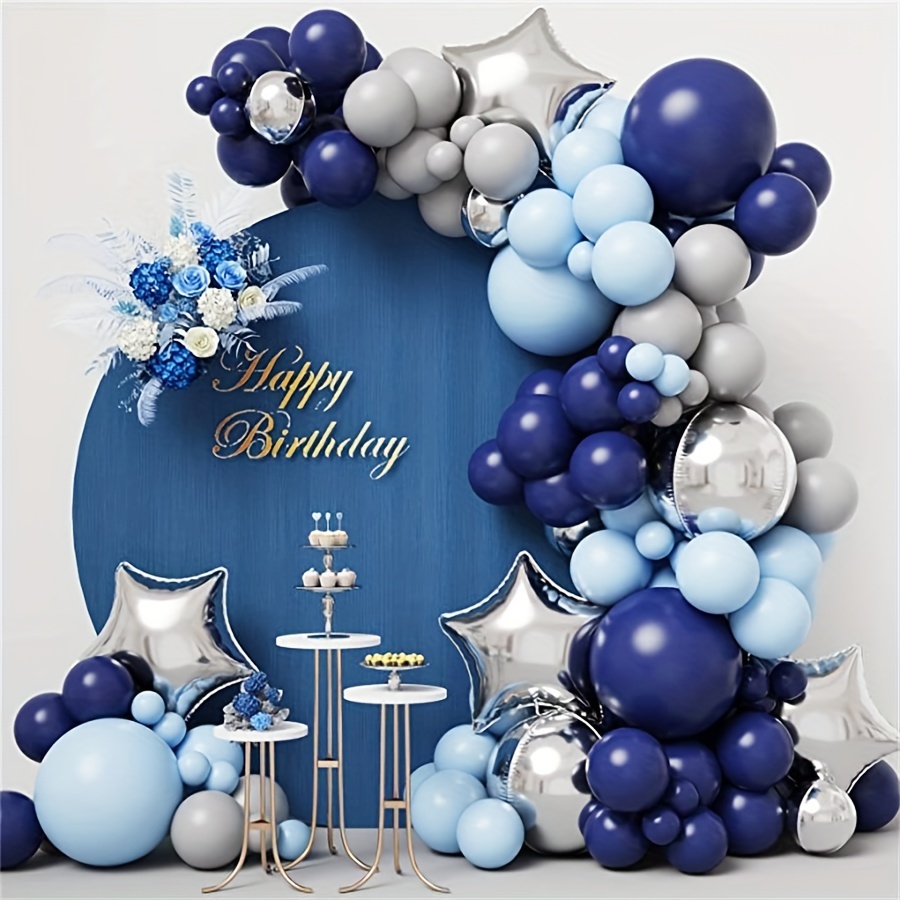 Silvery Black Blue Latex Balloon Arch Garland Aluminum Foil - Temu