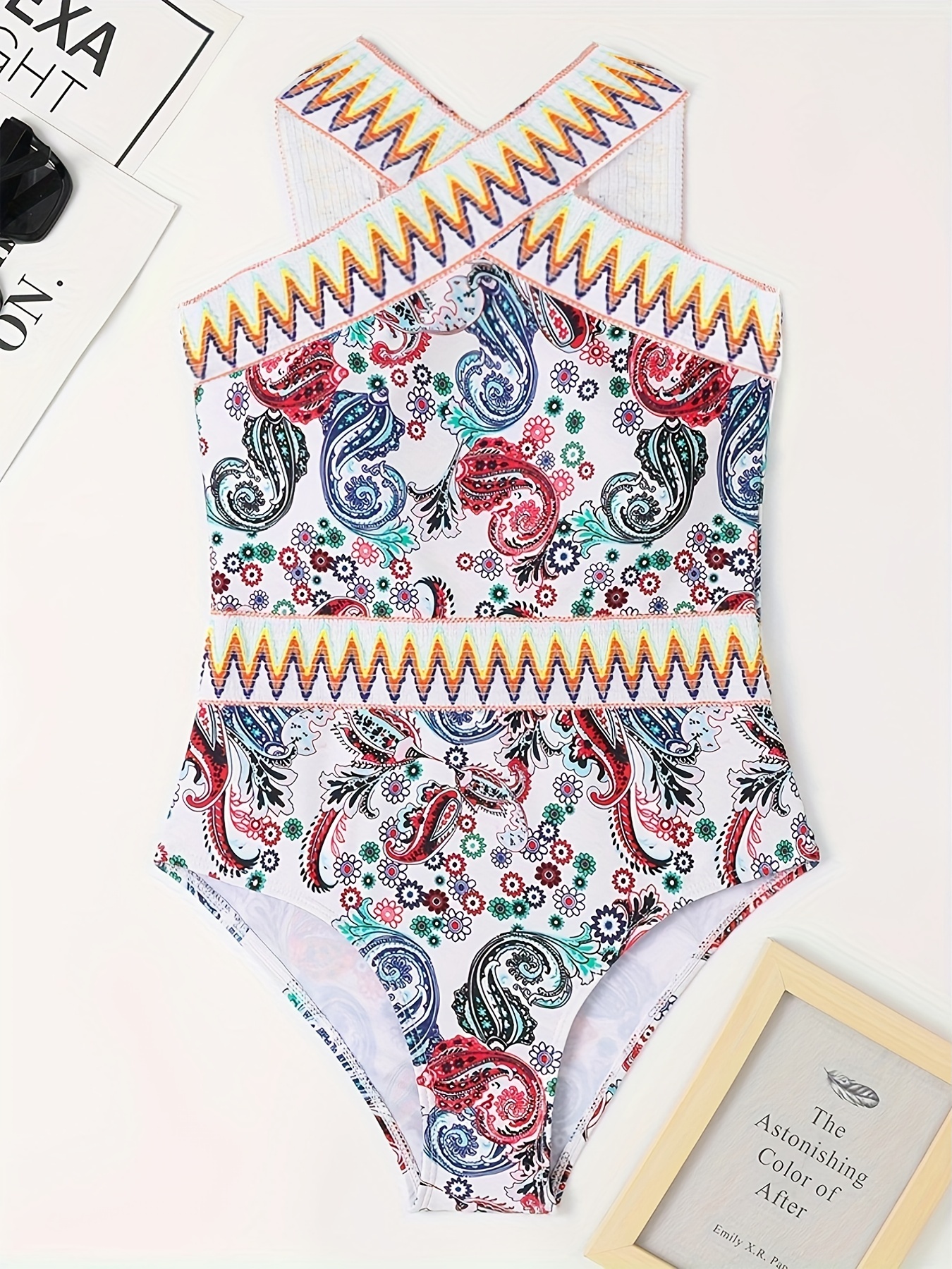 Embroidered Tummy Control Swimsuit