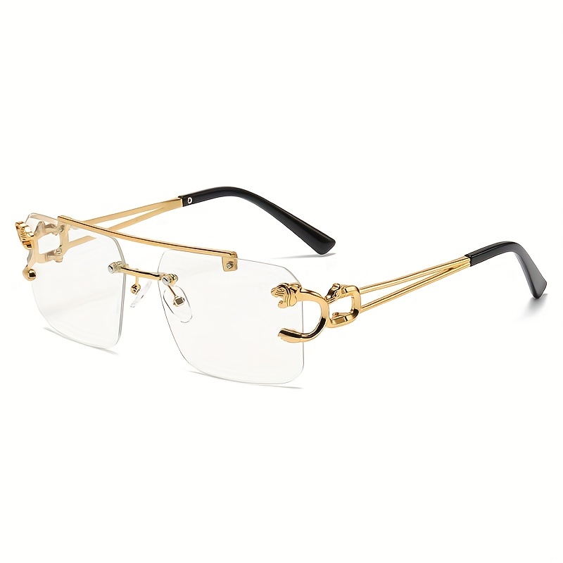 Men's Rimless Sunglasses Square Fashion Tinted Lens Metal