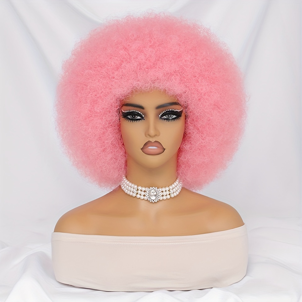 Short Afro Wigs Women Blonde Afro Curly Wig Bangs 70s Large - Temu ...