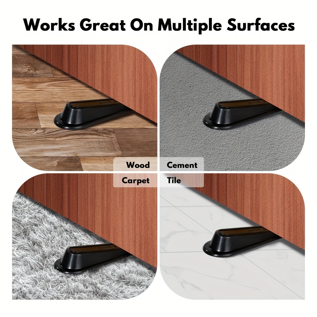 Wundermax Door Stoppers - Pack of 3 Rubber Door Wedge for Carpet, Hardwood,  Concrete and Tile - Home Improvement Accessories - Gray