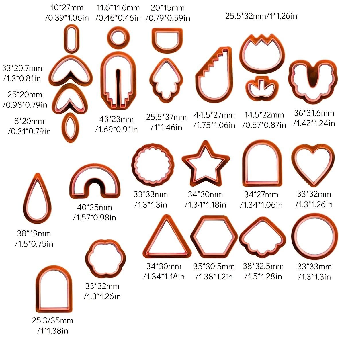 PTFJZ Polymer Clay Cutters for Earring Making - 160pcs Clay Tools Set with Earrings Accessories, 42+8pcs Different Shape Plastic Clay Molds Clay Cutters
