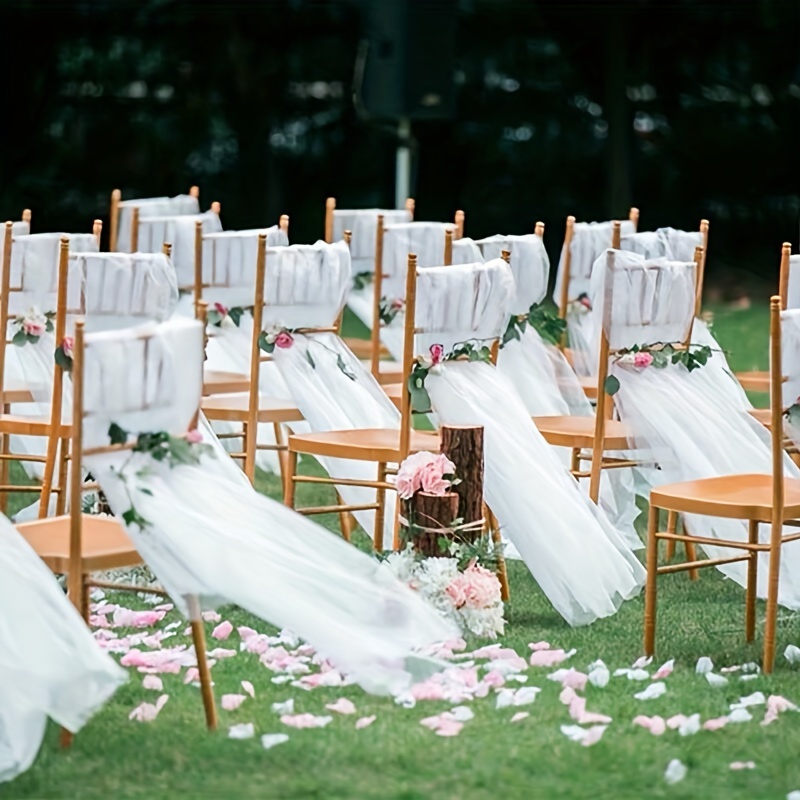 Wedding Chair Back Decoration White Yarn Wedding Supplies - Temu