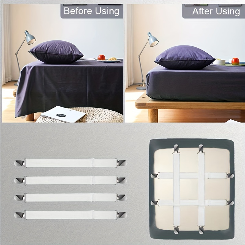 4Pcs Bed Sheet Elastic Grippers Belt Fastener Bed Sheet Clips