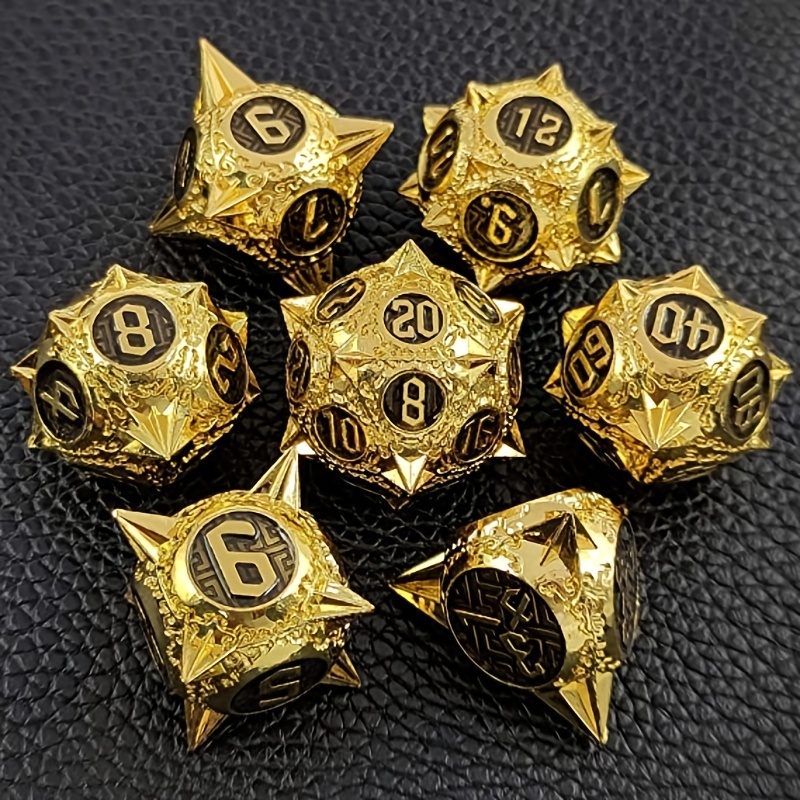 Set Di Dadi Metallo Poliedrici In Bronzo Di 7 Per Giochi Di Ruolo Dungeons  And Dragons DND RPG MTG D20 D12 D10 D8 D6 D4 - Temu Italy