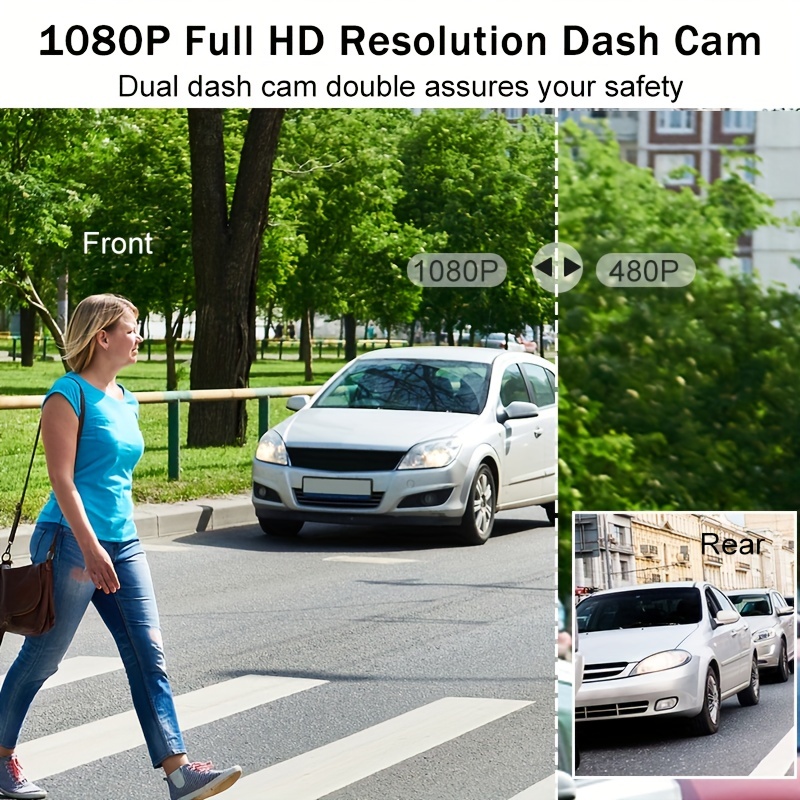Caméra de Voiture, 3 Full HD LCD 1080P Double DashCam 170° IPS +
