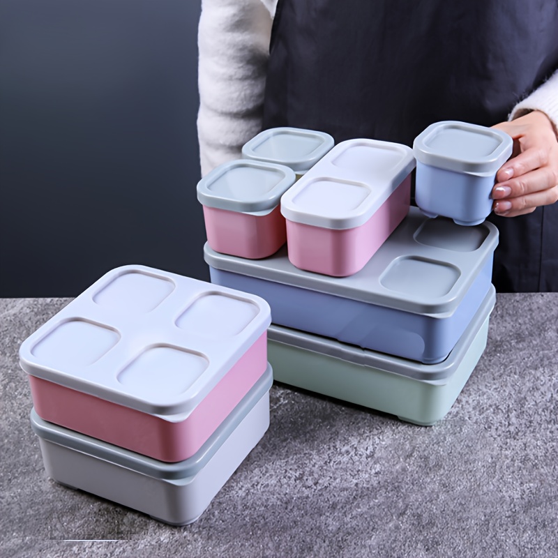 1pc Student Square Lunch Box, 3-compartment Fruit Refrigerator