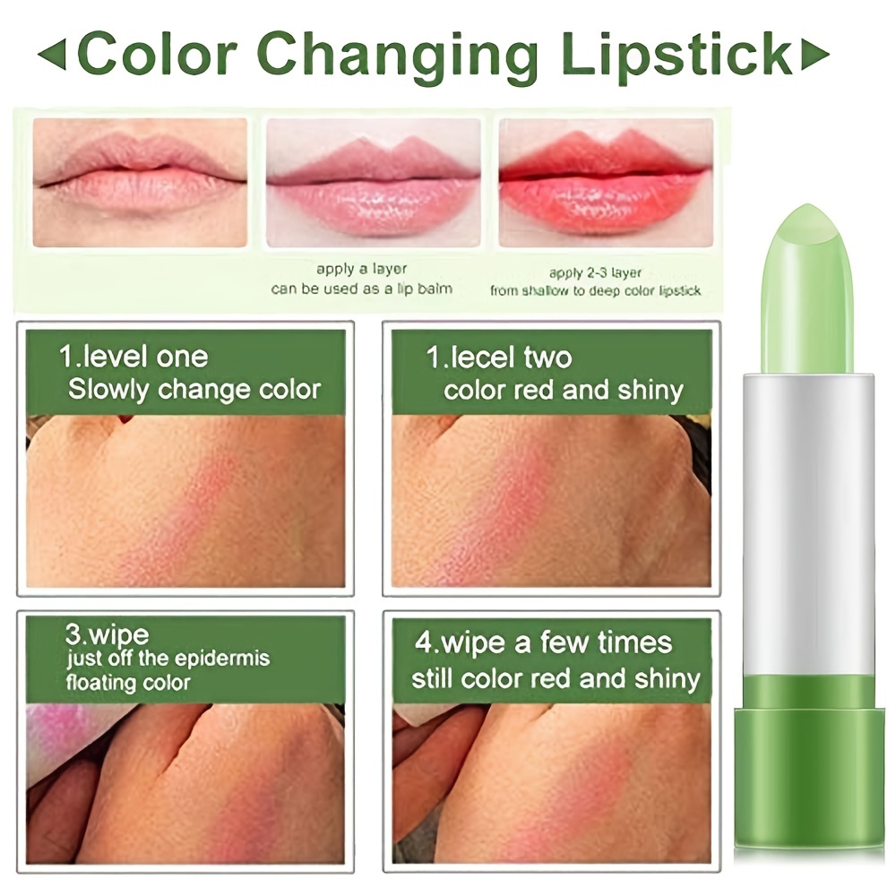 Aloe Vera Color Changing Lipstick Long Lasting Moisturizing Temperature Color Changing Vera Lip Gloss Lip Balm Green Lipstick That Turns Pink Magic Lipstick Makeup | Shop On Temu And Start Saving