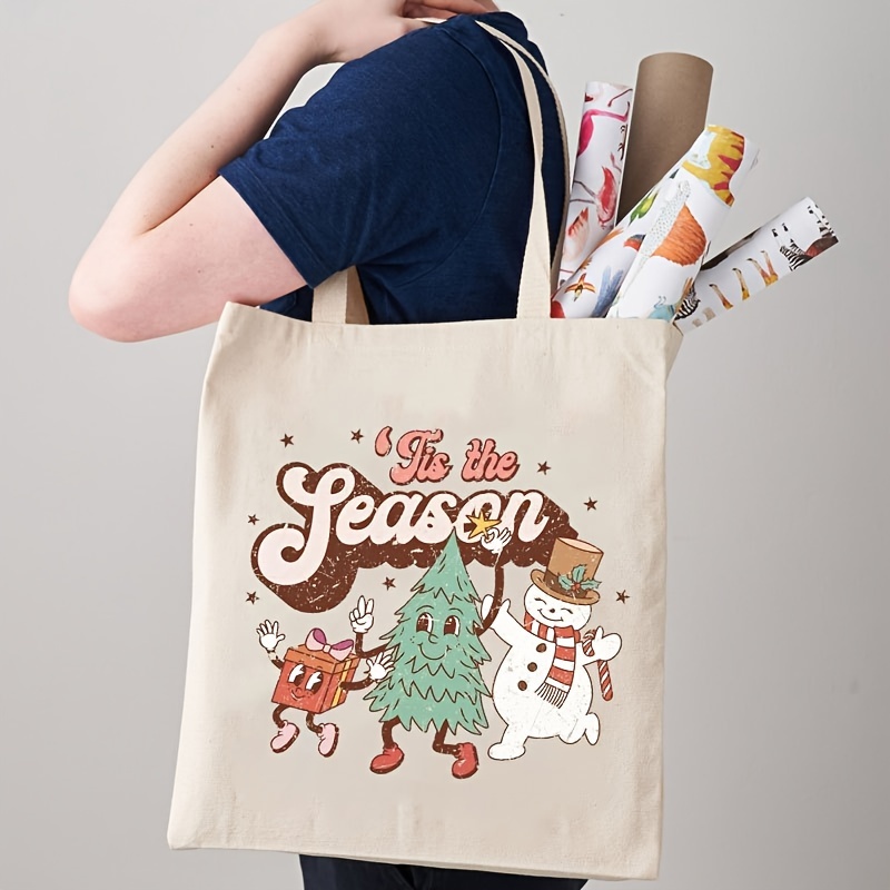 Christmas Season Pattern Tote Bag, Travel Luggage Bags, Xmas Party  Ornament, New Year Gift Handbags - Temu