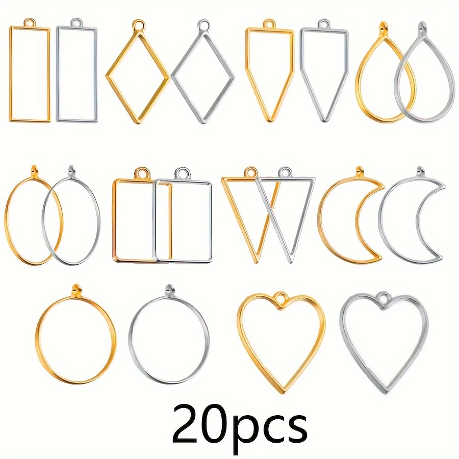 

20/60pcs Hollow Frame Pendants Resin Craft Bezels Open Bezels For Resin, Jewelry Molds For Resin Casting, Necklaces Earrings Making Supplies