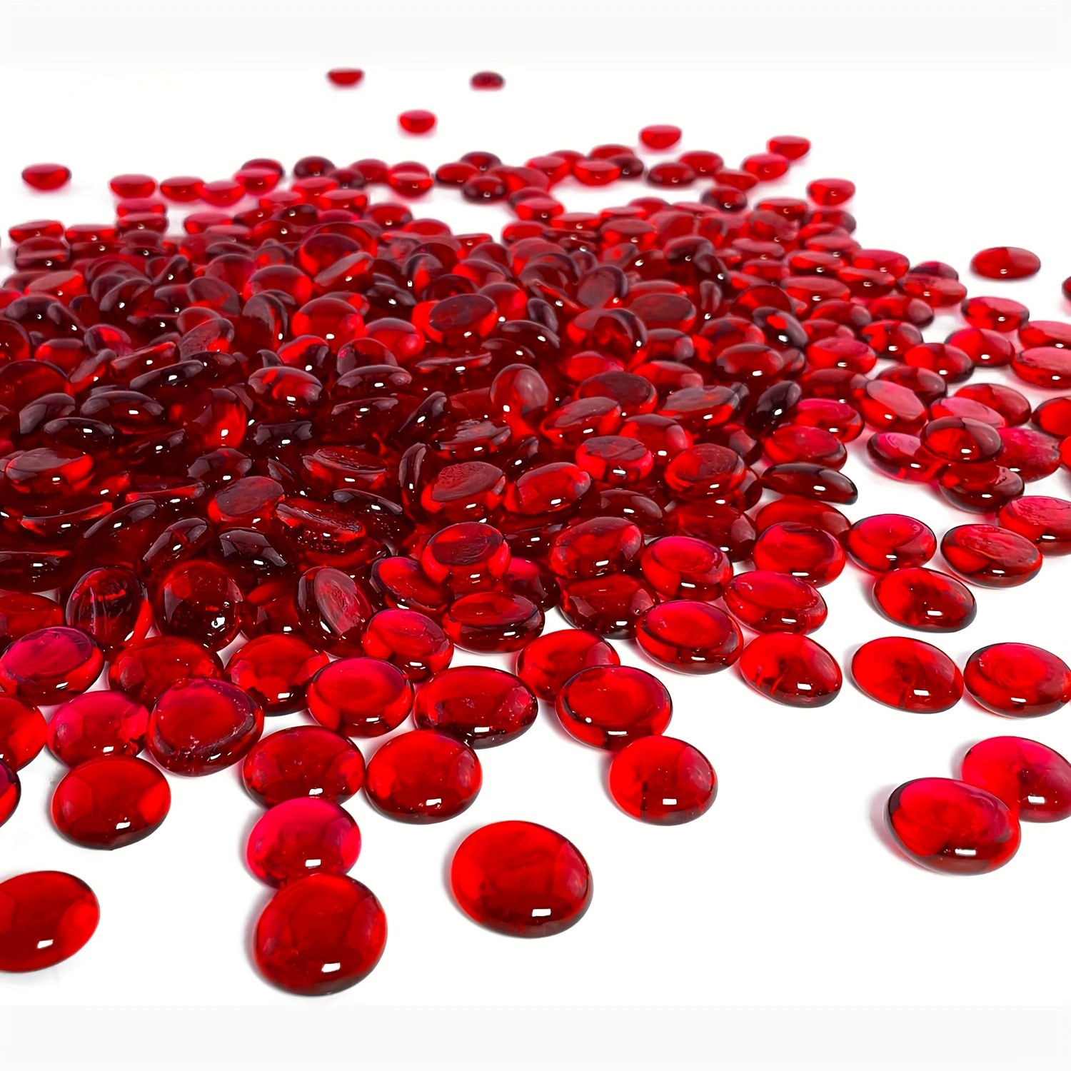 Galashield Red Flat Glass Marbles for Vases Glass Gems Beads Pebbles Vase  Filler (1 LB, Approx. 100 PCS)