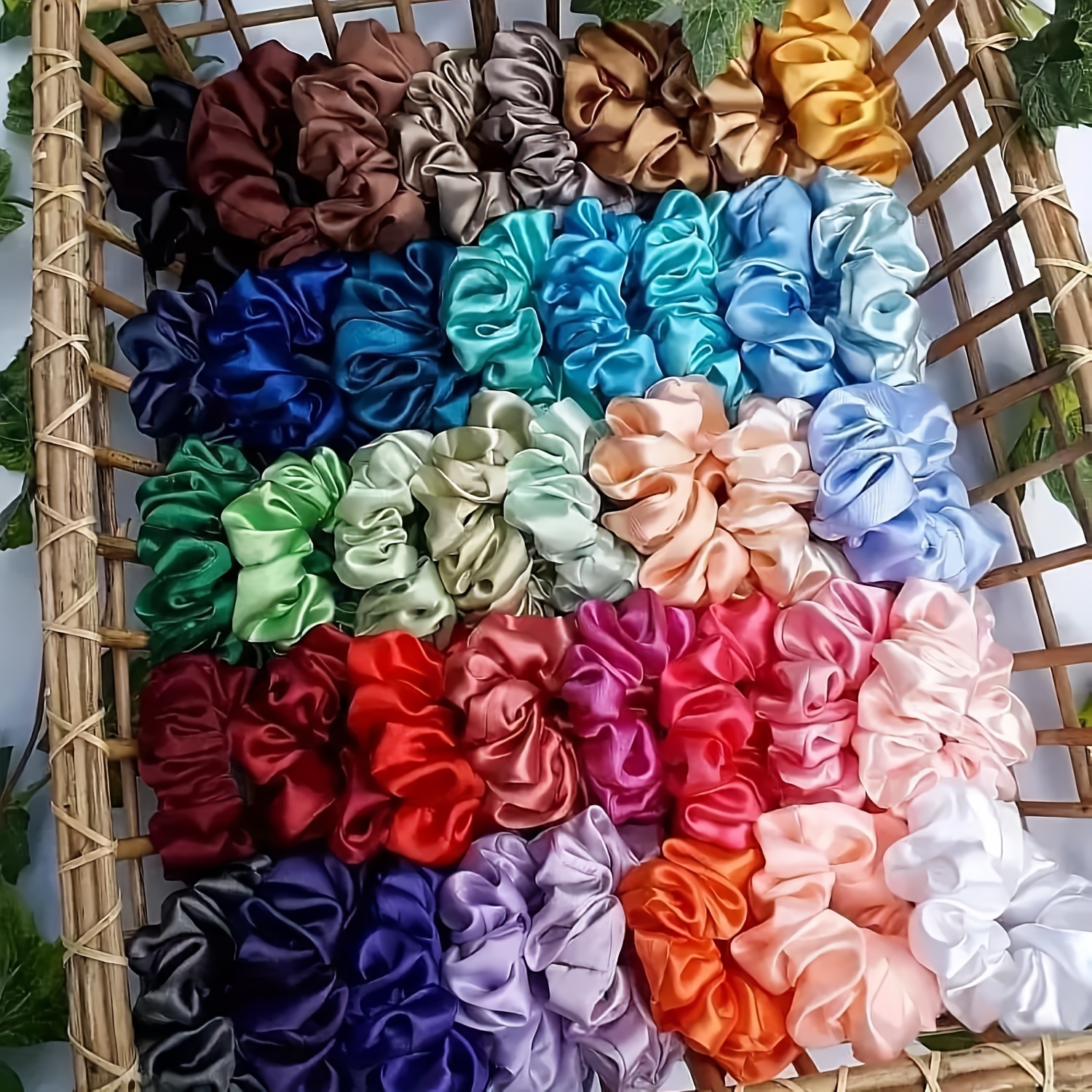 

40pcs Multicolor Hair Scrunchies, Satin Silky Hair Ties Ropes Ponytail Holders, Classic Elastic Hair Bands Hair Accessories (40 Colors)