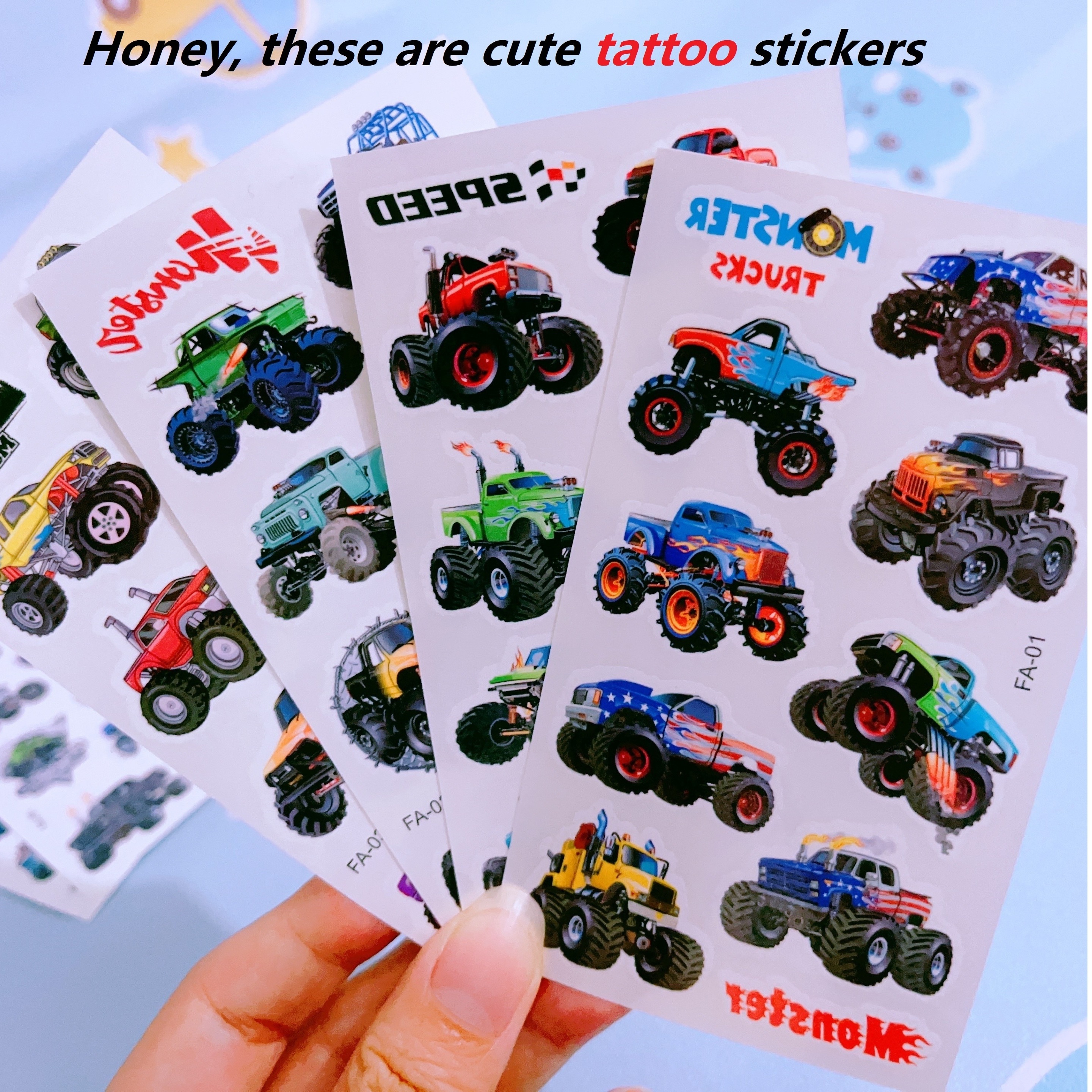 Kids Cars And Trucks Stickers Party Supplies Pack, 20 hojas diferentes, Pegatinas  para niños, Pegatinas para vehículos para niños pequeños con coches,  camiones de bomberos, C