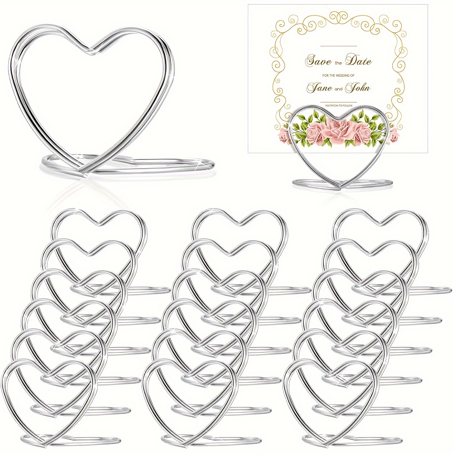 E-shop 10 Stück, Herzförmiger Kartenclip, Hochzeit, Valentinstag, Partydekoration Aus Metall, Geeignet Für Raumdekoration, Oder Partygeschenk